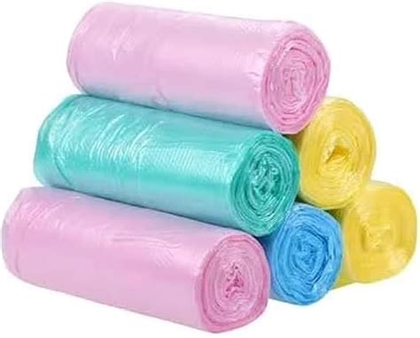 100 Pcs Disposable Colored Trash Bags Multicolor 5 Ties