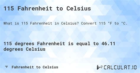 Convert 115 Fahrenheit to Celsius Easily: Quick Guide Inside