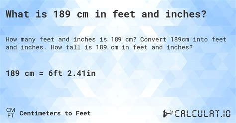Convert 189cm to Feet: Quick Insight