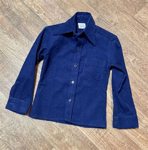 1970S Vintage Children Amp 39 S Deadstock Navy Cord Shirt Navy Age 3 4 My