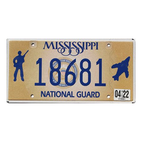 2022 Mississippi National Guard License Plate 18681 Usa