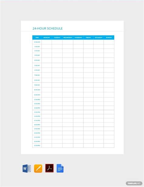 24 Hour Time Chart Template 24 Hour Time Chart Template