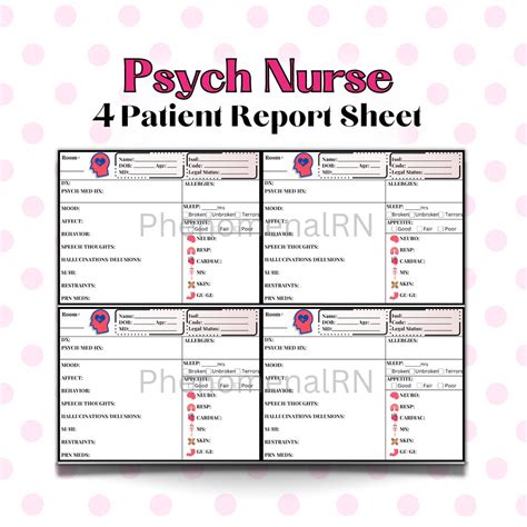 4 Patient Psychiatric Nurse Report Sheet Mental Health Behavioral 4 Patient Psychiatric Nurse Report Sheet Mental Health Behavioral
