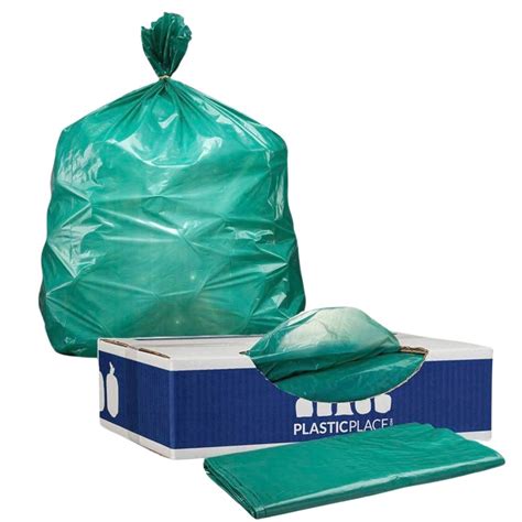 40 45 Gallon Green Colored Trash Bags 1 2 Mil T42121gn
