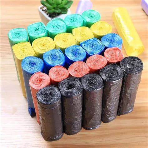 5 Rolls 50Pcs Household Flat Mouth Disposable Colored Thickened Trash
