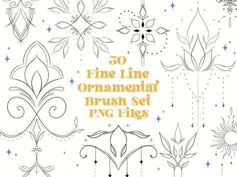 50 Fine Line Ornamental Png Files Adornment Tattoo Decorative