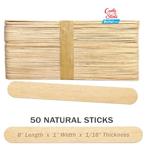 50 Pack Natural Super Jumbo Wooden Craft Popsicle Sticks 8
