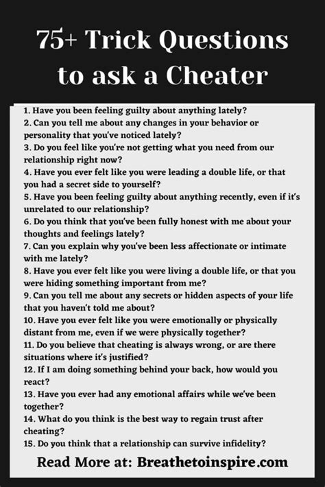 75 Trick Questions To Ask A Cheater Or Your Unfaithful Spouse Boyfriend Or Girlfriend 75 Trick Questions To Ask A Cheater Or Your Unfaithful Spouse Boyfriend Or Girlfriend