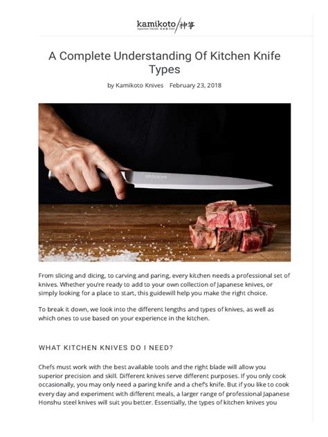 A Complete Understanding Of Kitchen Knife Types Kamikoto