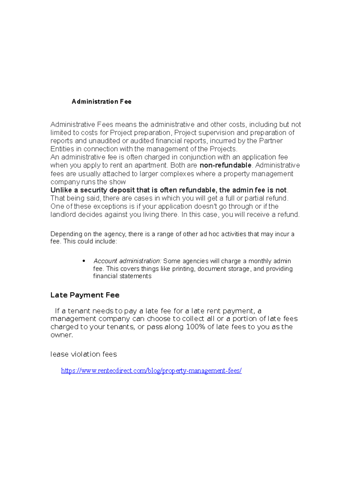 Administrative Fee