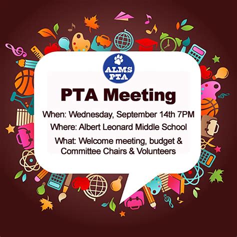 Alms Pta Meeting 10 17 22 Albert Leonard Middle School