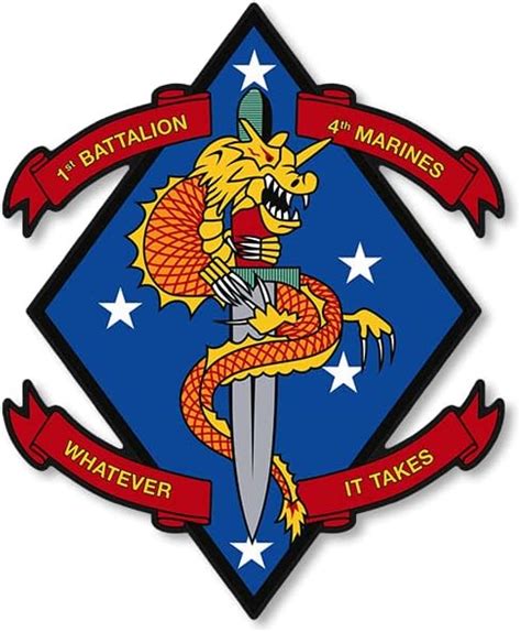 Amazon Com Iraq Logo 1St Battalion 4Th Marines Logo Shaped Sticker Decal Fourth First Dragon Insignia Served Vinyl Us Made For Car Truck Or Laptop 3 X 4 Inch Usmc Licensed
