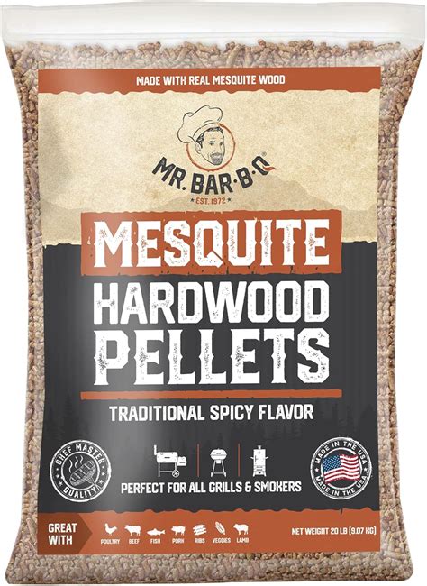 Amazon Com Mr Bar B Q Mesquite Smoking Pellets 20 Lb Bag Traditional Spicy Flavor Perfect For Use With Pellet Smokers All Natural Hardwood Pellets Sports Outdoors