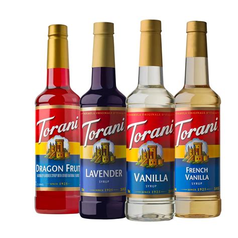 Amazon Com Torani Flavored Drink Syrup Caf Variety Pack Vanilla Salted Caramel Classic Hazelnut French Vanilla 12 7 Fl Oz Set Of 4 Grocery Gourmet Food