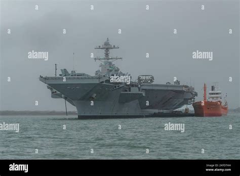 American Aircraft Carrier In The Solent Stock Photo Alamy