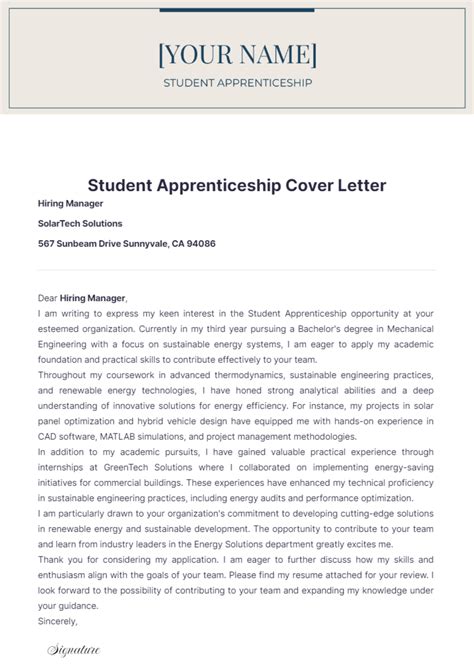 Apprenticeship Cover Letter Sample No Experience Khabza Career Portal