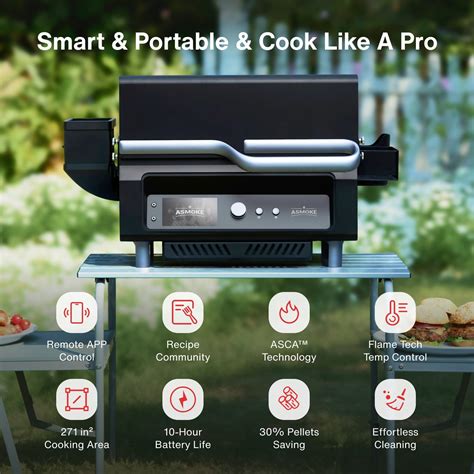 Asmoke Essential Portable Wood Pellet Grill And Smart Smoker With Built Asmoke Essential Portable Wood Pellet Grill And Smart Smoker With Built