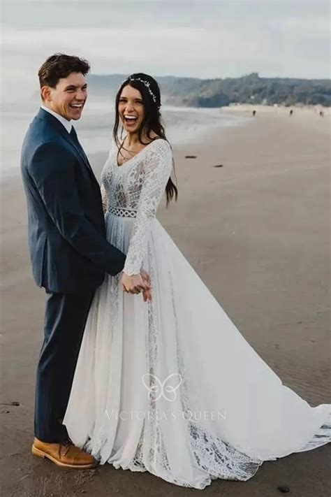Beach Long Sleeve Wedding Dress Ideas