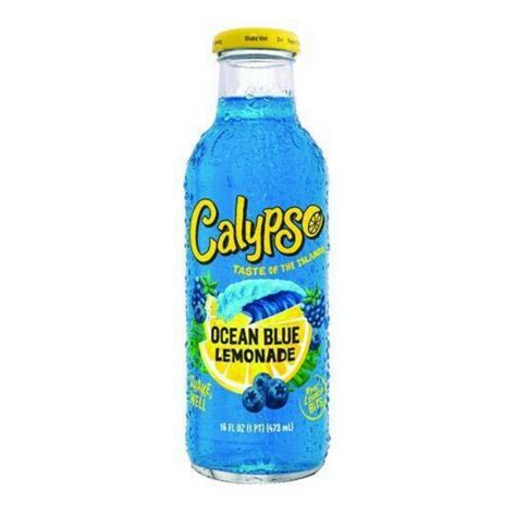 Calypso Lemonades 16 Ounce Glass Bottles 6 Pack Ocean Blue Lemonade