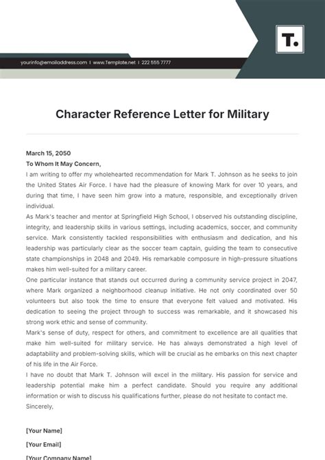 Character Reference Letter Military Discharge Upgrade Cover Letter