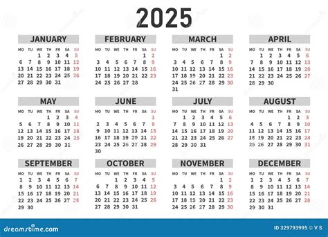 Classic Horizontal Calendar 2025 In Russian Days Weeks And Months
