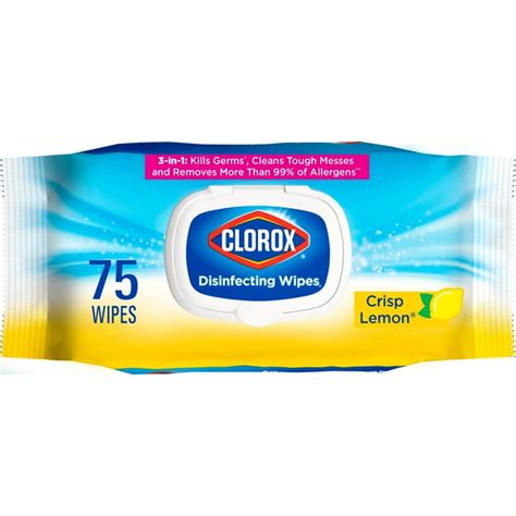 Clorox Disinfecting And Cleaning Wipes Crisp Lemon And Fresh Scent 75 Count Each 3 Pack