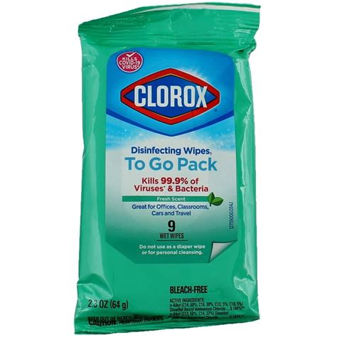 Clorox To Go Fresh Scent Disinfecting Wipes 9 Wipes Pack 8 Packs Bag 12 Bags Carton Quill