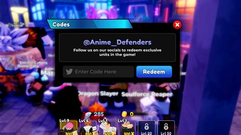 Codes For Anime Defenders