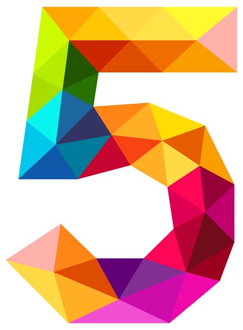Colorful Triangles Number Five Clip Art