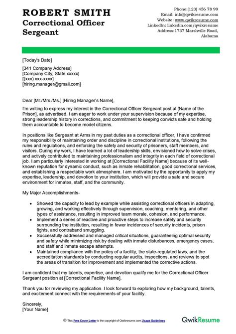 Correctional Officer Cover Letter Sample At Matthew Boston Blog