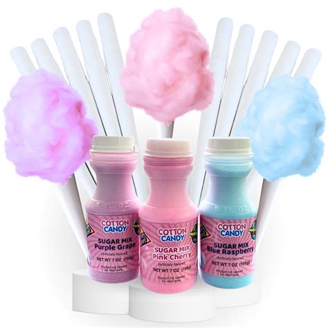Cotton Candy Maker For Kids Lupy Lups Sugar Mix Kit Floss Sugar W 3 Plastics Jars Of 7Oz Blue Cotton Candy Sugar Floss