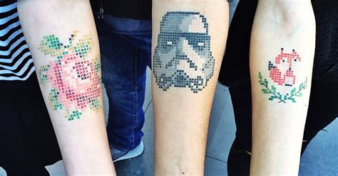 Cross Stitch Tattoos By Turkish Artist Eva Krbdk Barnorama Cross Stitch Tattoos By Turkish Artist Eva Krbdk Barnorama