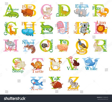 Cute Animal Alphabet Funny Cartoon Character A B C D E F G H Cute Animal Alphabet Funny Cartoon Character A B C D E F G H
