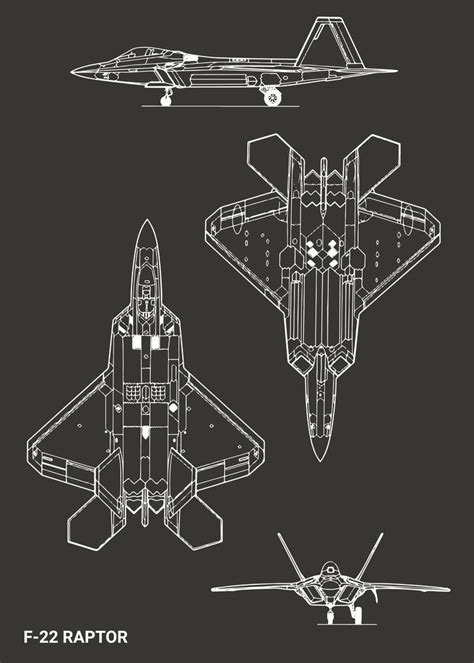 F22 Raptor Blueprint Yoga Mat