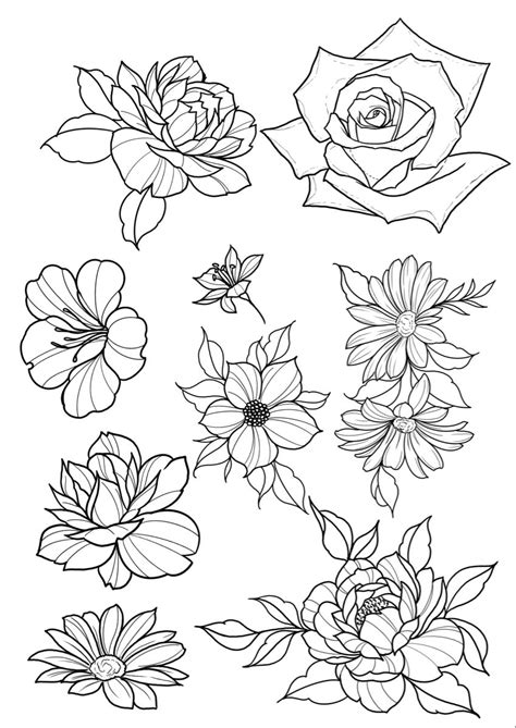 Flower Tattoo Stencils Flower Tattoo Drawings Tattoo Stencil Outline