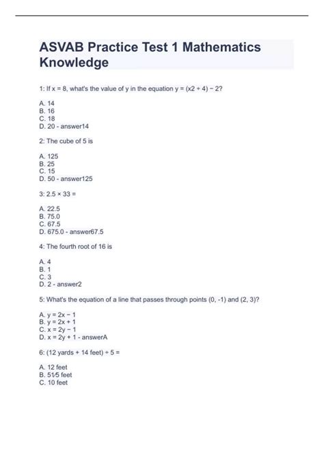 Free Asvab Math Knowledge Practice Test Test Guide Com