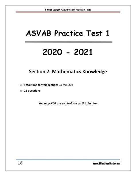 Free Printable Asvab Practice Test