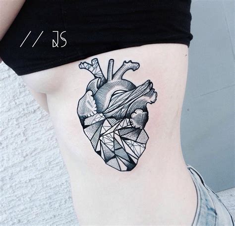 Geometric Heart Girl Amp 39 S Side Tattoo Geometric Heart Girl Amp 39 S Side Tattoo