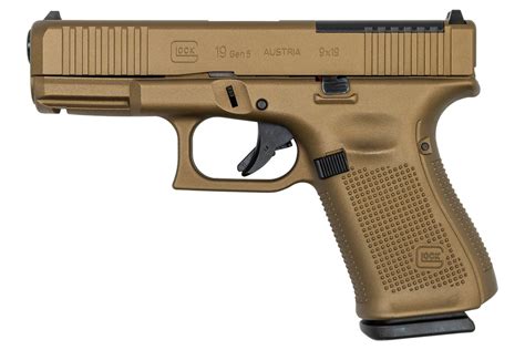 Glock 19 Gen5 Mos 9Mm Pistol With Cerakote Burnt Bronze Finish Glock 19 Gen5 Mos 9Mm Pistol With Cerakote Burnt Bronze Finish