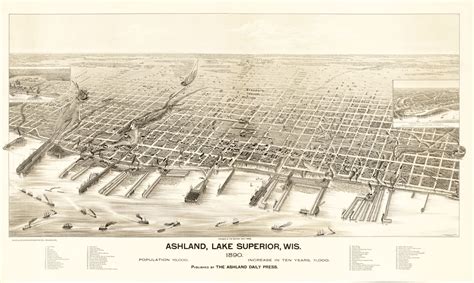 Historic Panoramic View Ashland Wisconsin Pauli 1890 Vintage Wal Maps Of The Past Historic Panoramic View Ashland Wisconsin Pauli 1890 Vintage Wal Maps Of The Past