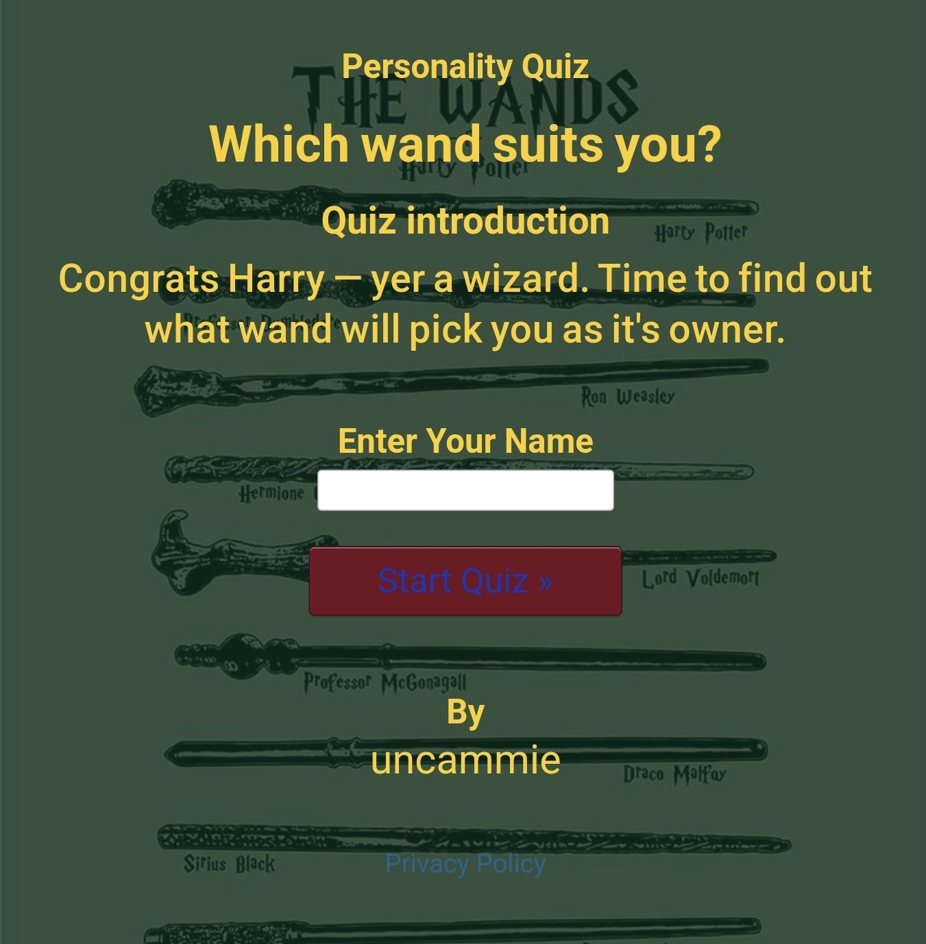 Hogwarts Wand Quiz