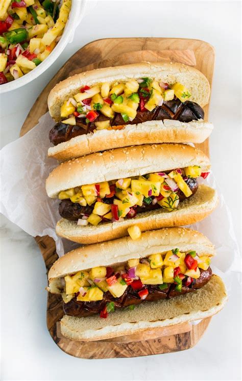 Hoisin Glazed Hot Dogs With Fresh Pineapple Salsa Recipe Hot Dog