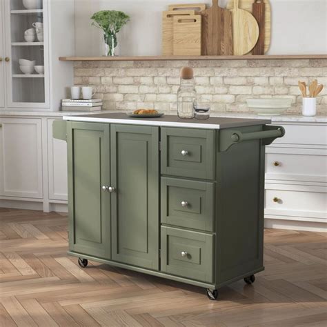 Homestyles Dolly Madison Sage Green Kitchen Cart With Natural Wood Top Homestyles Dolly Madison Sage Green Kitchen Cart With Natural Wood Top