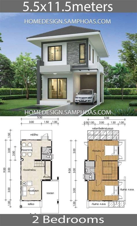 House Design Plans 6 5X11 5 Meters 2 Bedrooms Small House Design Plan House Design Plans 6 5X11 5 Meters 2 Bedrooms Small House Design Plan