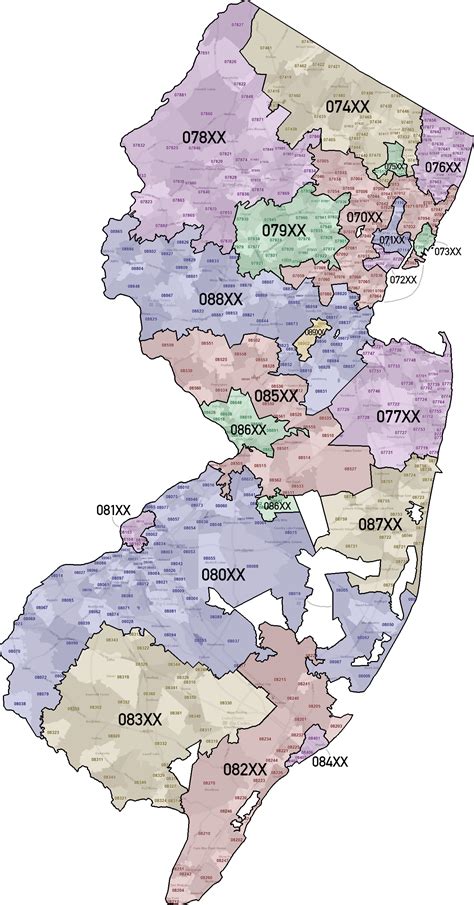I Made A Map Showcasing The Zip Code Groupings In New Jersey R Newjersey