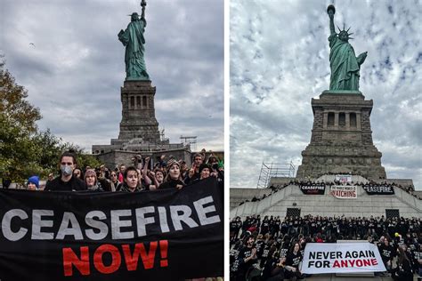 Jewish New Yorkers Occupy Statue Of Liberty To Demand Israel Gaza Ceasefire Israel Palestine Conflict News Al Jazeera