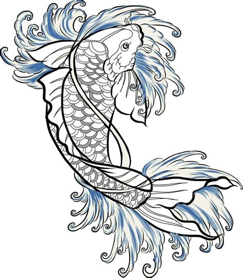 Koi Fish Line Art Tattoo At Edward Criss Blog
