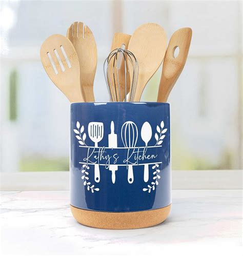 Lazer Engraved Kitchen Utensils Personalized Utensil Holder Kitchen Gifts Personalized Contemporary Kitchen Linens
