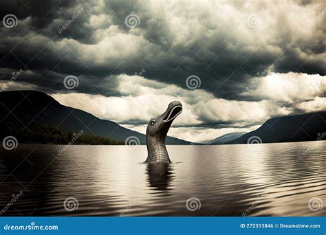 Loch Ness Monster In Lake Against Cloudy Sky Stock Photo Image Of Loch Ness Monster In Lake Against Cloudy Sky Stock Photo Image Of