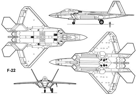 Lockheed Martin F 22 Raptor Blueprint Black Greeting Card